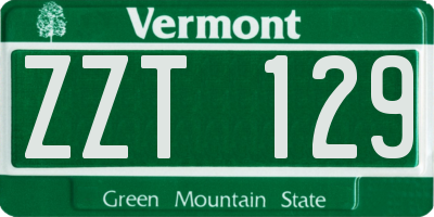 VT license plate ZZT129