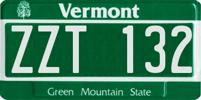 VT license plate ZZT132