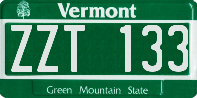 VT license plate ZZT133