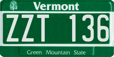 VT license plate ZZT136