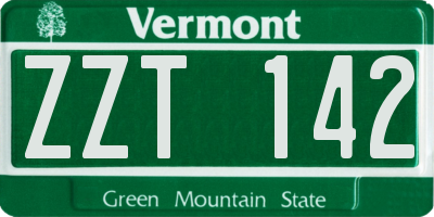 VT license plate ZZT142