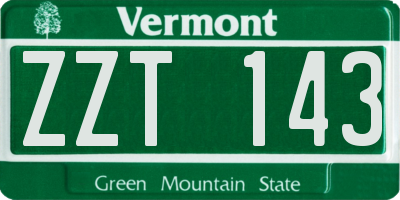 VT license plate ZZT143