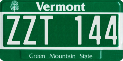 VT license plate ZZT144