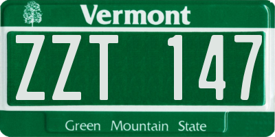 VT license plate ZZT147