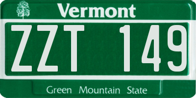 VT license plate ZZT149