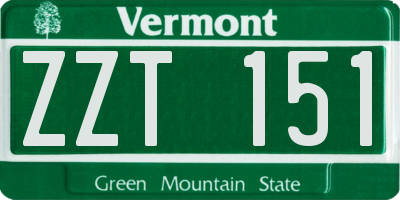 VT license plate ZZT151