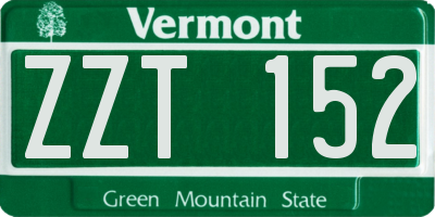 VT license plate ZZT152