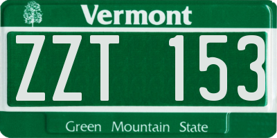 VT license plate ZZT153