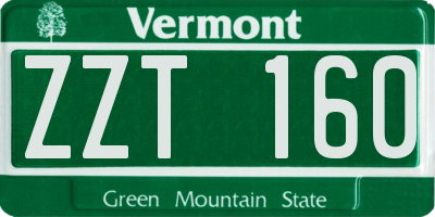 VT license plate ZZT160
