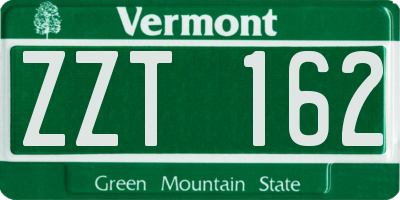 VT license plate ZZT162