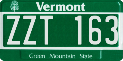 VT license plate ZZT163