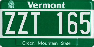 VT license plate ZZT165