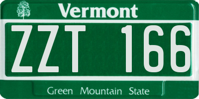 VT license plate ZZT166