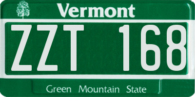 VT license plate ZZT168