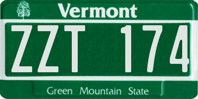 VT license plate ZZT174