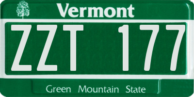 VT license plate ZZT177
