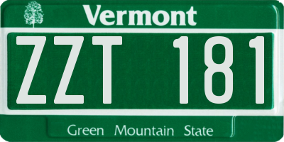 VT license plate ZZT181