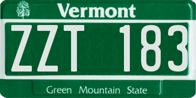 VT license plate ZZT183