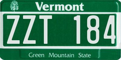 VT license plate ZZT184