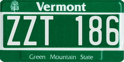 VT license plate ZZT186