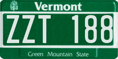 VT license plate ZZT188