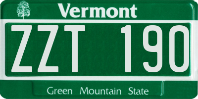 VT license plate ZZT190