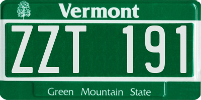 VT license plate ZZT191