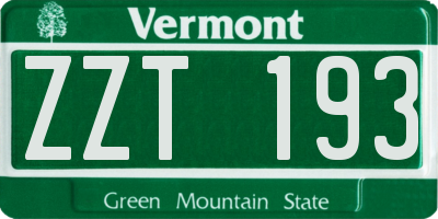 VT license plate ZZT193