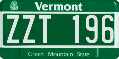VT license plate ZZT196