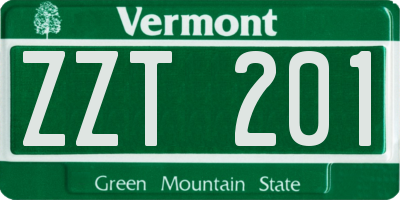 VT license plate ZZT201