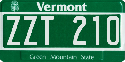VT license plate ZZT210