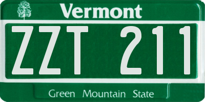 VT license plate ZZT211