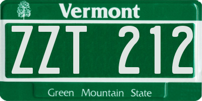 VT license plate ZZT212