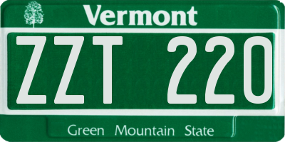 VT license plate ZZT220
