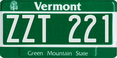 VT license plate ZZT221