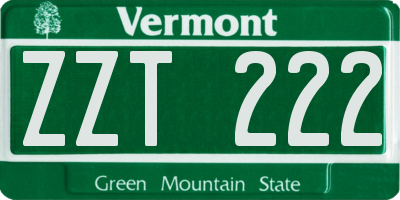 VT license plate ZZT222