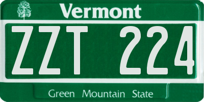 VT license plate ZZT224