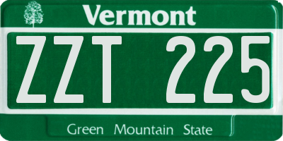 VT license plate ZZT225
