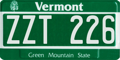 VT license plate ZZT226