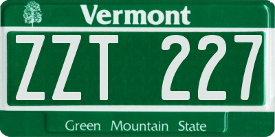 VT license plate ZZT227