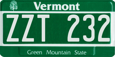VT license plate ZZT232
