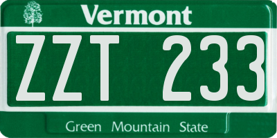 VT license plate ZZT233
