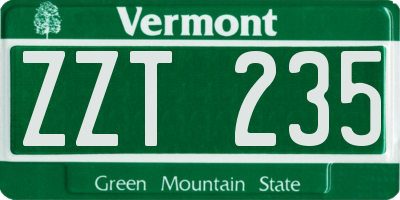 VT license plate ZZT235