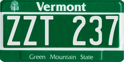 VT license plate ZZT237