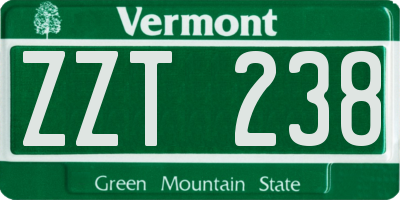 VT license plate ZZT238