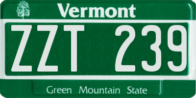VT license plate ZZT239