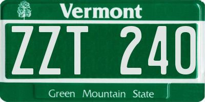 VT license plate ZZT240