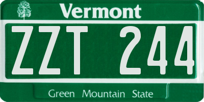 VT license plate ZZT244