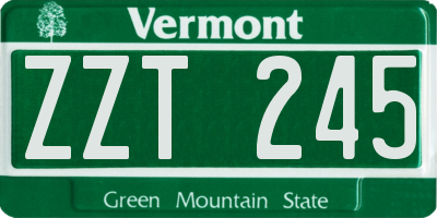 VT license plate ZZT245