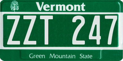 VT license plate ZZT247